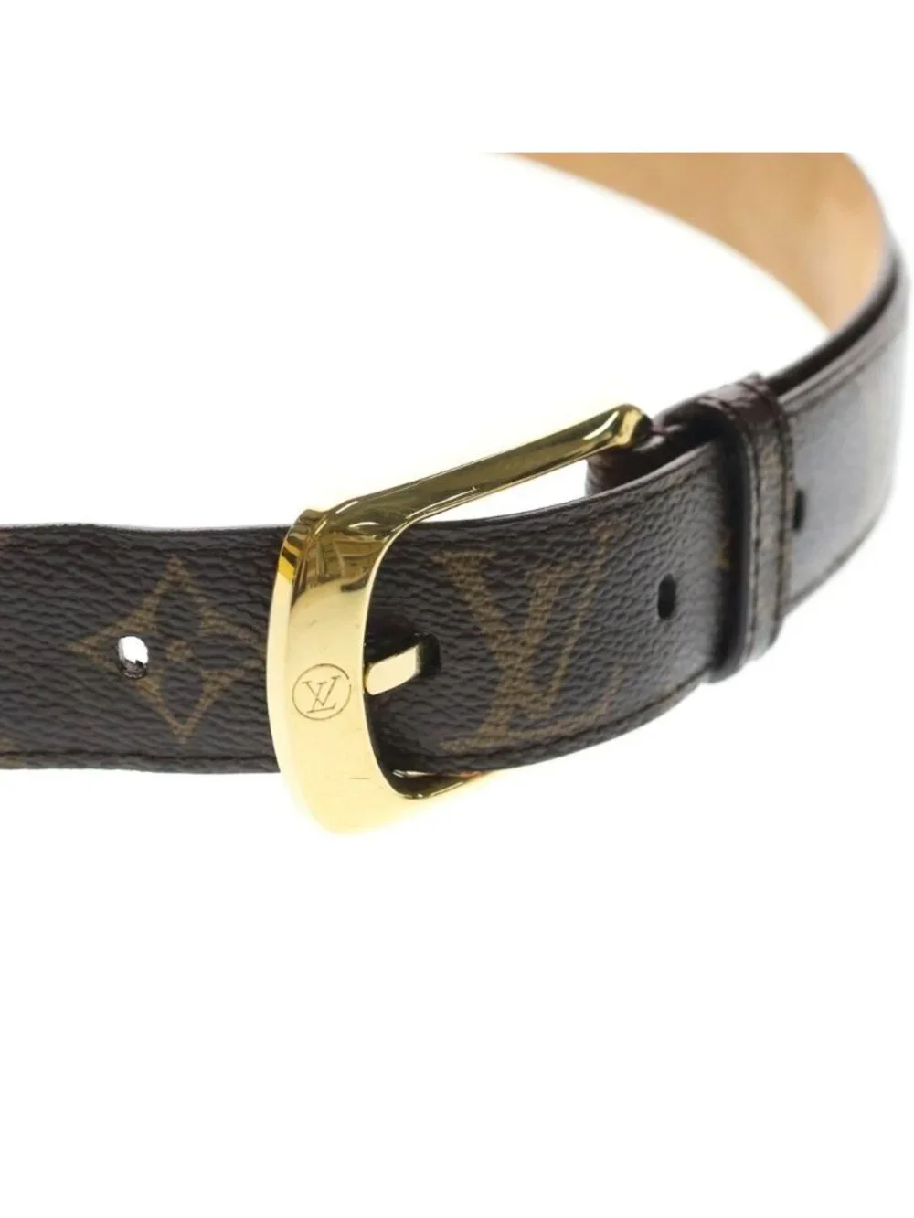 Louis Vuitton Monogram Ceinture Ellipse Leather Belt Brown Gold